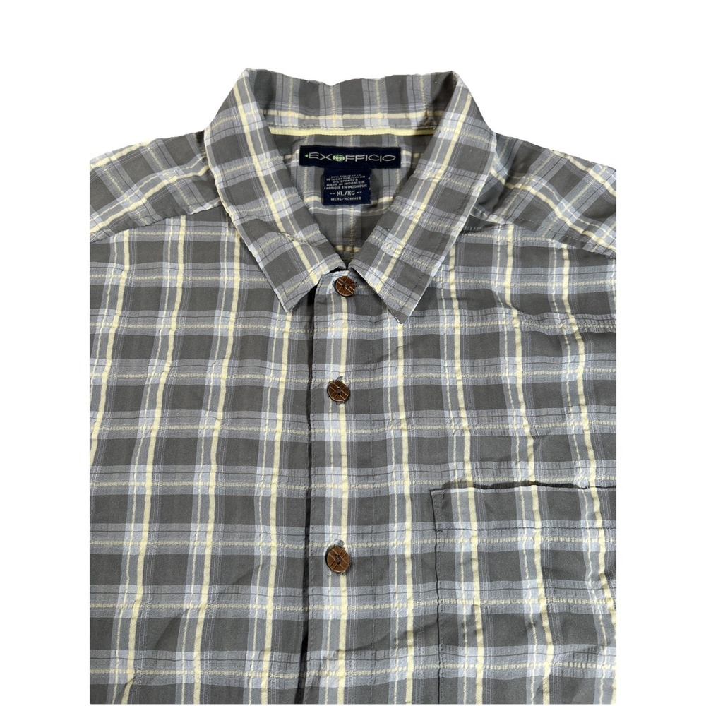 Exofficio Shirt Men's‎ XL Gray Seersucker Lightweight Fishing Hiking Outdoors